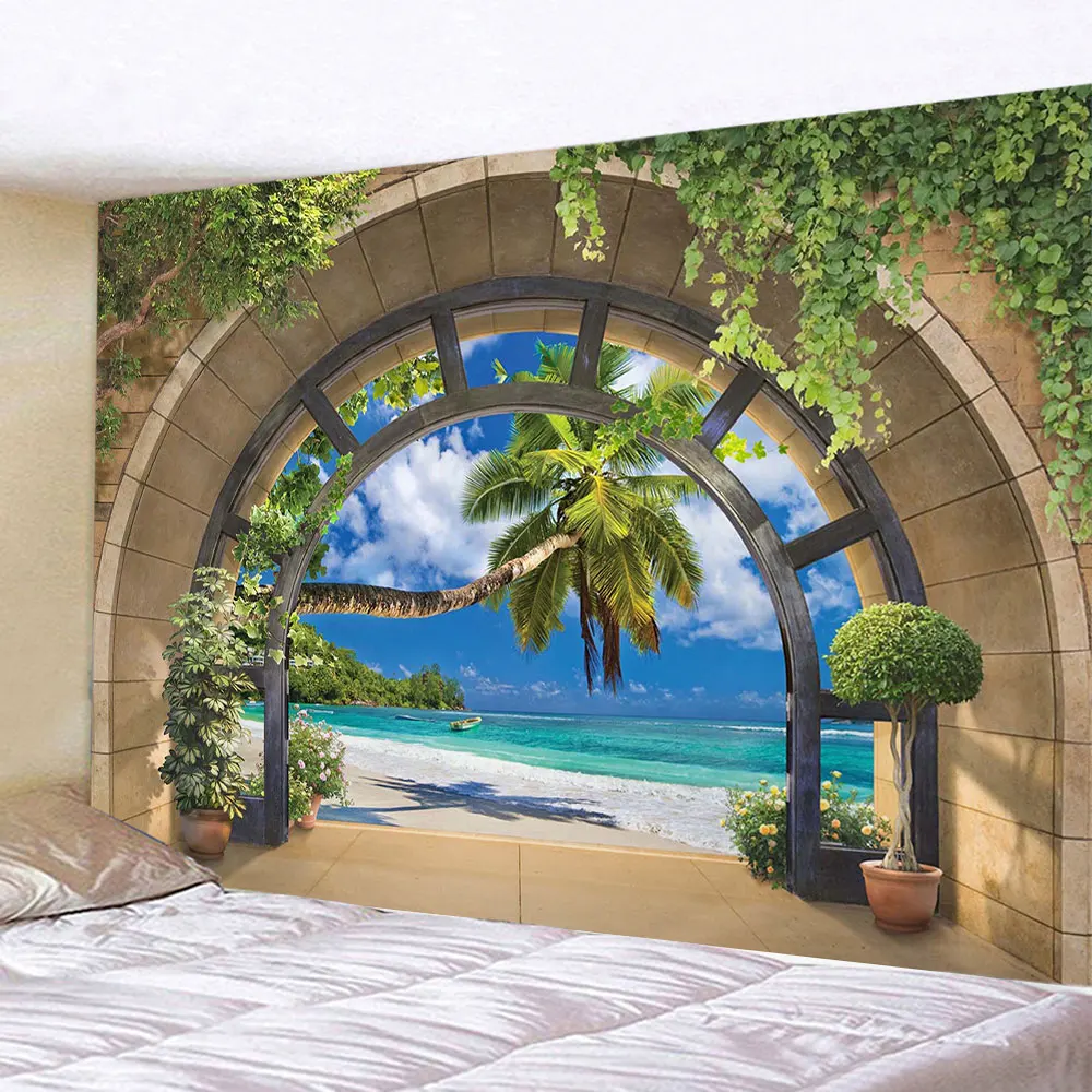 3D Printing Room - Seaside Coconut Tree Landscape Tapestry Nature