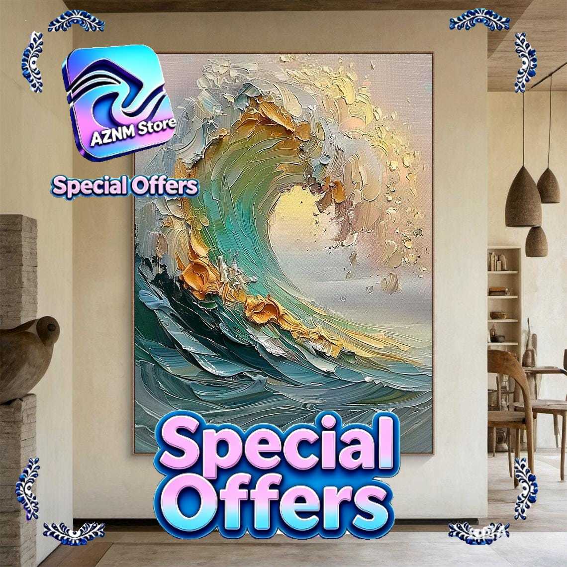 3D Beige Large Canvas Abstract - 3D Printing Room review and price
